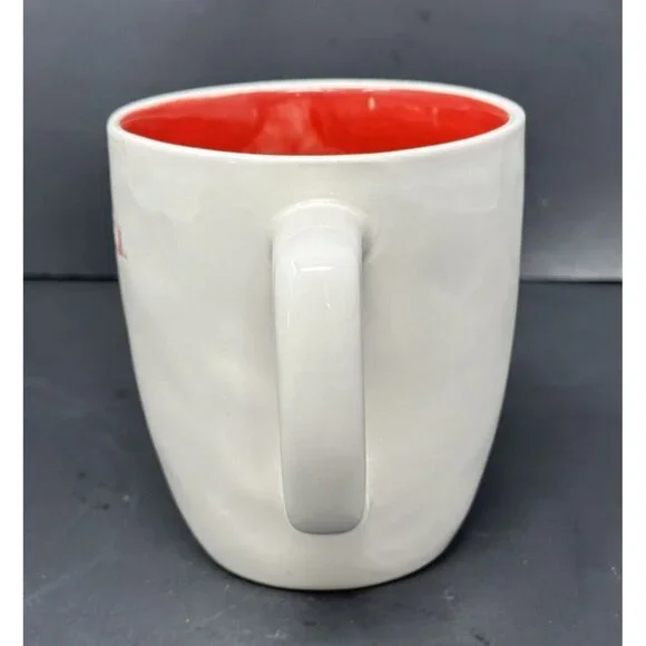 RAE DUNN FALALA White Coffee Mug Stem Font Red Interior 20 oz Christmas Magenta - Picture 2 of 8